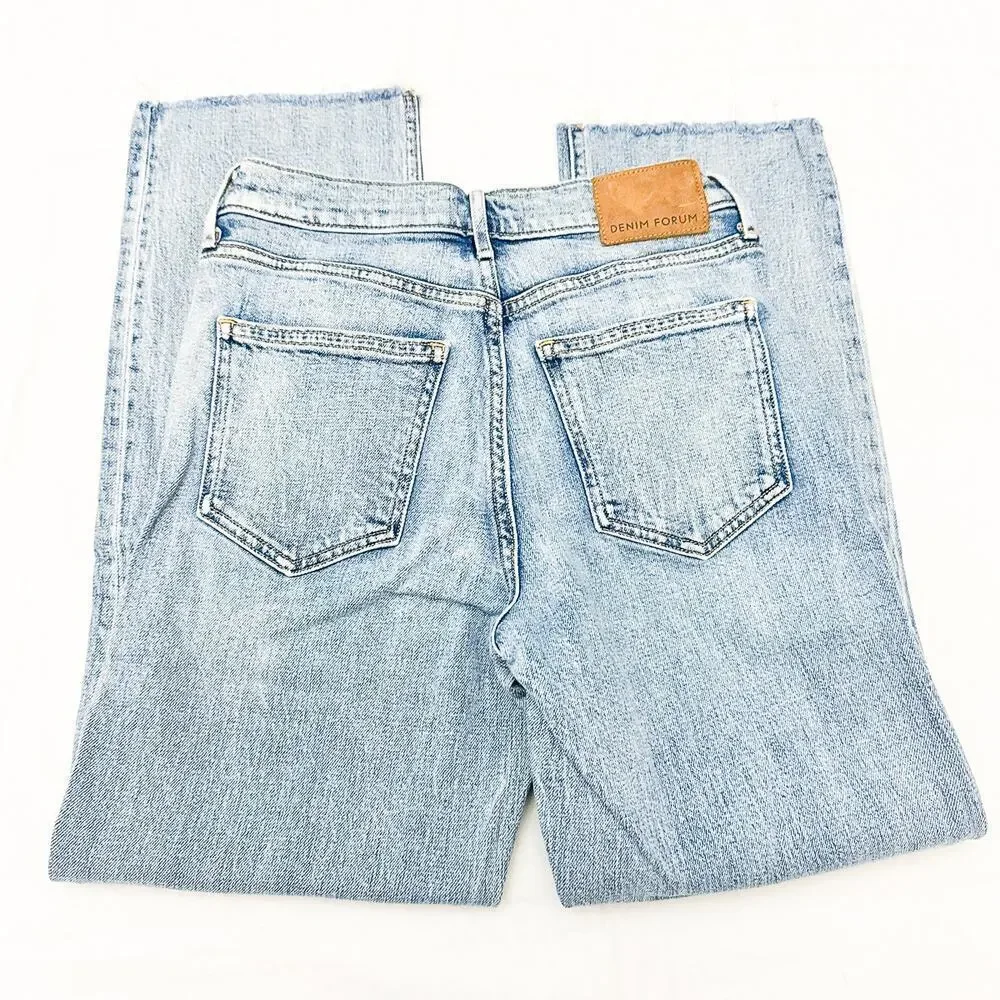 Denim Forum The Arlo High Rise Straight Denim Jeans Light Wash Size 25